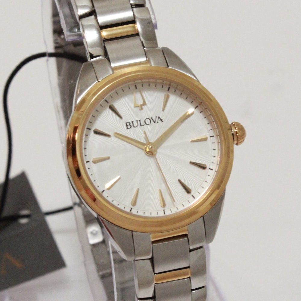 Bulova Ladies Sutton Classic Quartz Watch Two Tone Silver Dial 28mm - Picture 5 of 14